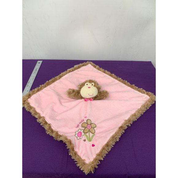 Baby Starters 2010 Monkey Rattle Security Blanket Lovie Too Cute Embroidered Flo - Picture 2 of 9